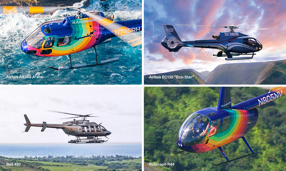 Big Island Helicopter Tours commonly flown helicopters