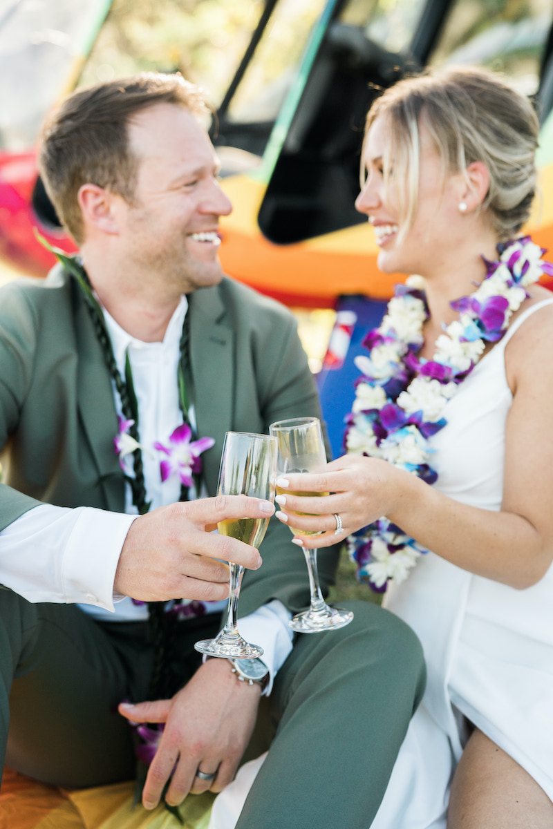 Helicopter proposal with champagne on Big Island